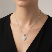 Evil Eye Heart Shaped 925 Sterling Silver Pendant With Chain